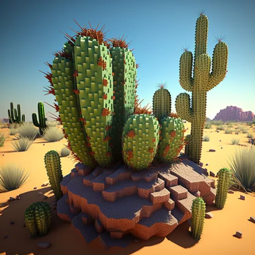 a computer generated image of a cactus in the desert