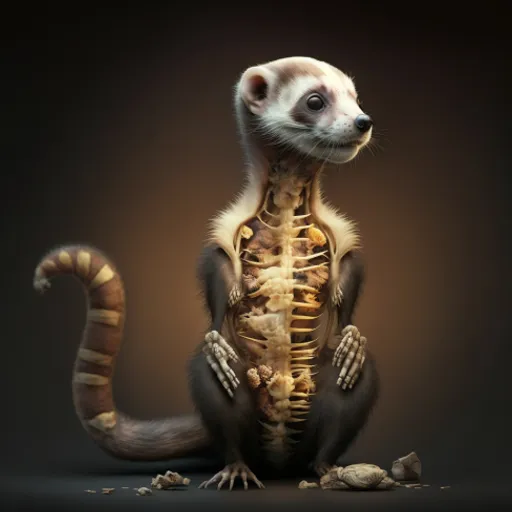 a picture of a meerkat with a skeleton on it's back