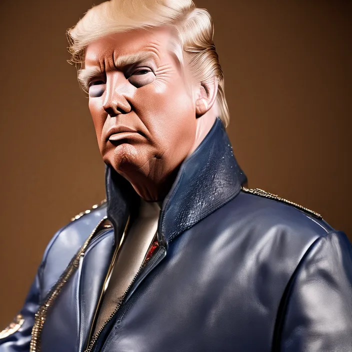 a close up of a statue of a person wearing a leather jacket