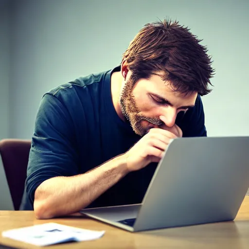 a man sitting in front of a laptop computer