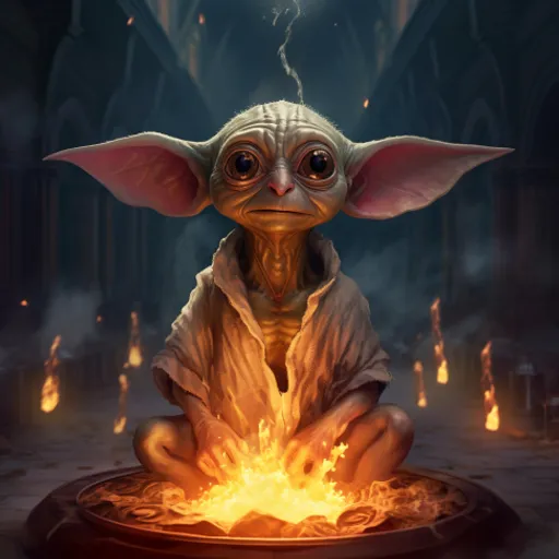 a baby yoda sitting on top of a fire pit