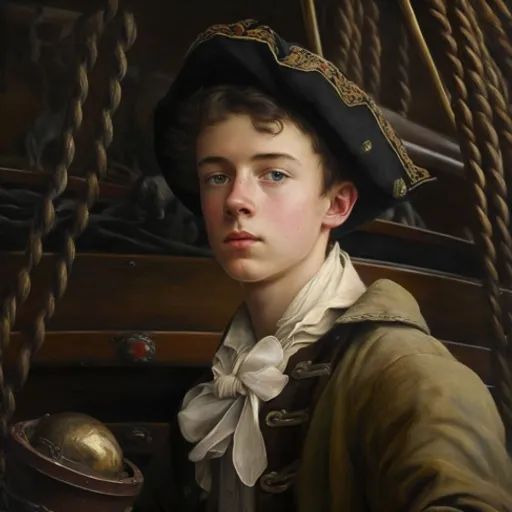 a painting of a boy in a pirate costume