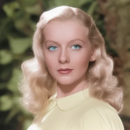 a woman with blonde hair and blue eyes