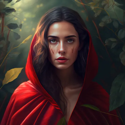 a painting of a woman in a red cloak