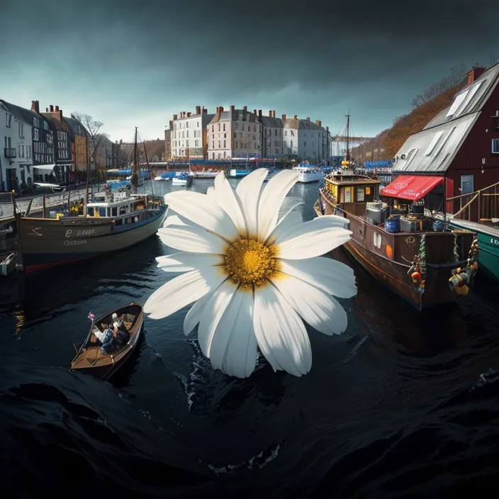 a large white flower floating on top of a body of water