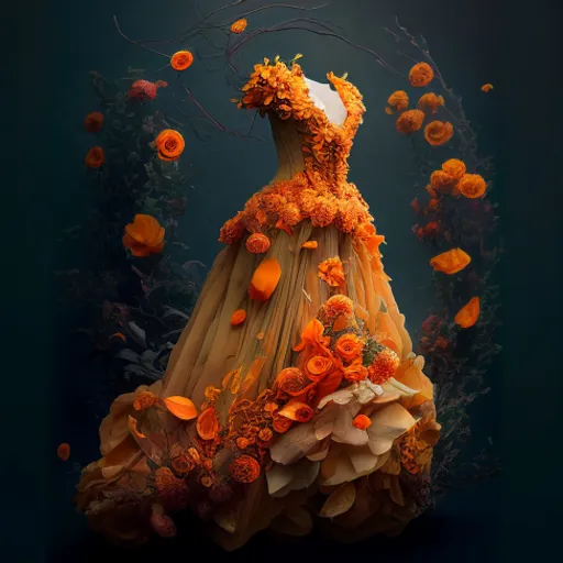 a dress made out of flowers on a mannequin