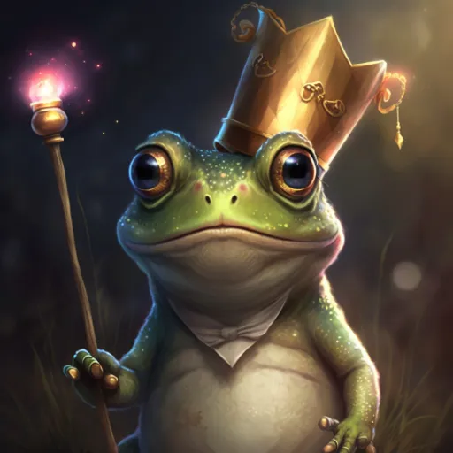 a frog wearing a crown holding a lit candle