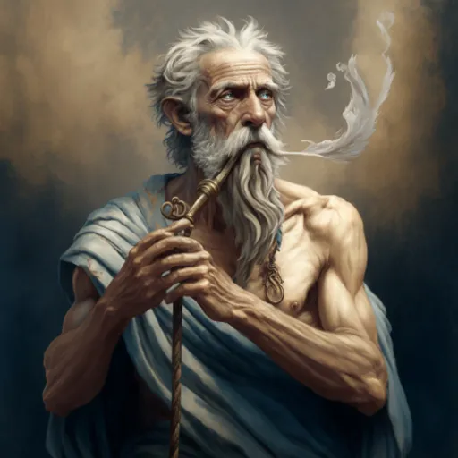 a painting of an old man with a pipe