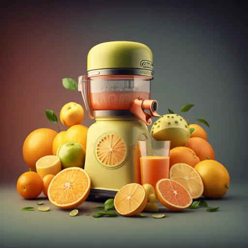 an orange juicer surrounded by oranges and oranges