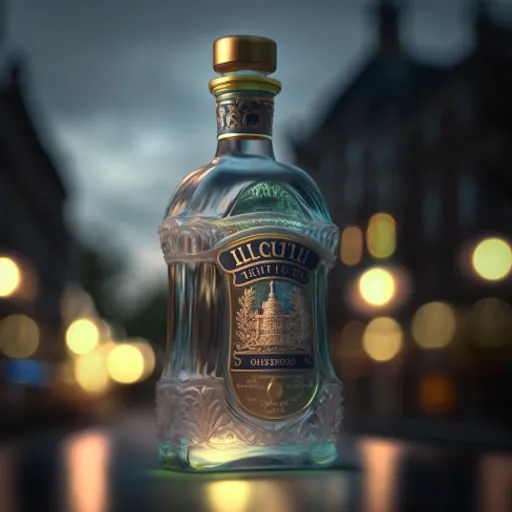 a bottle of liquor sitting on top of a table