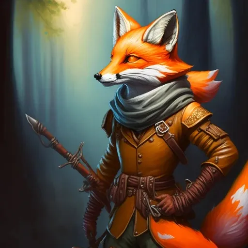 a painting of a fox with a gun