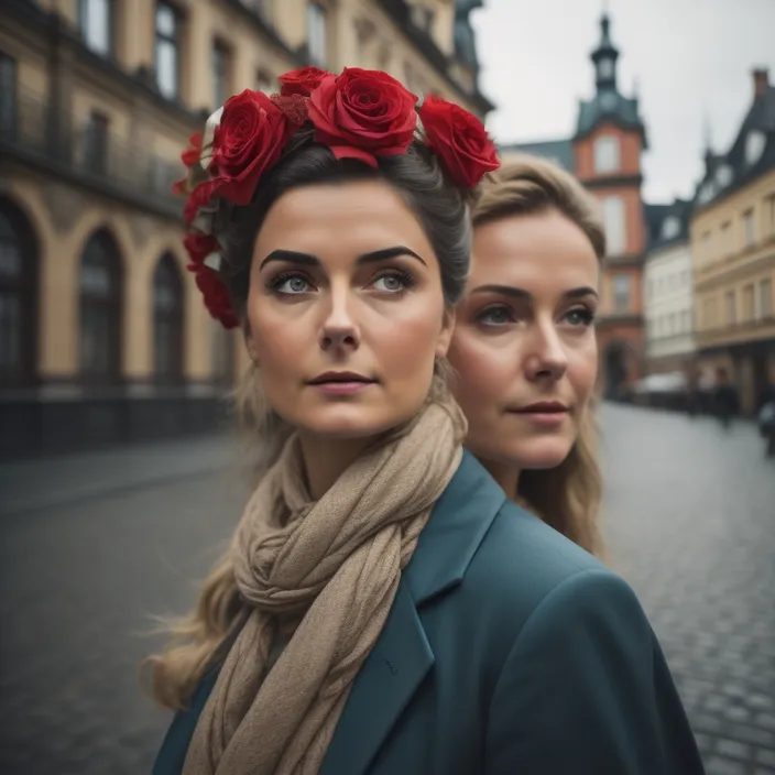 a couple of women standing next to each other