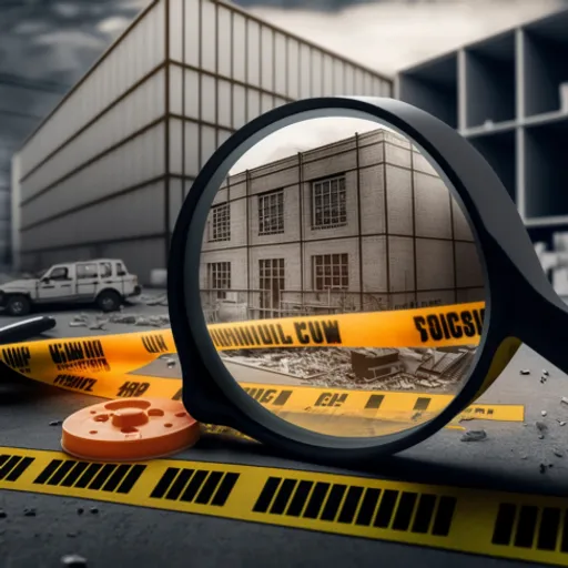 a magnifying glass sitting on top of a yellow caution tape