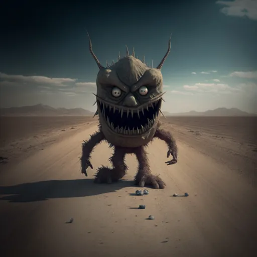 a strange looking creature walking across a desert