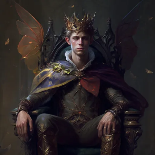 a man sitting on top of a throne wearing a crown