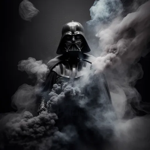 a black and white photo of a darth vader