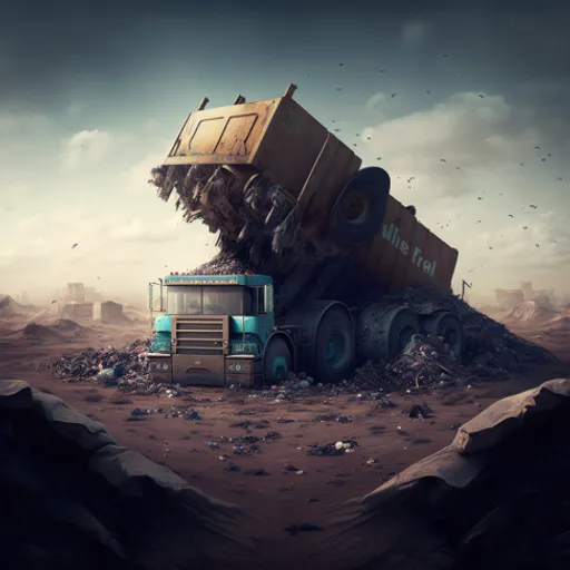 a dump truck in the middle of a desert