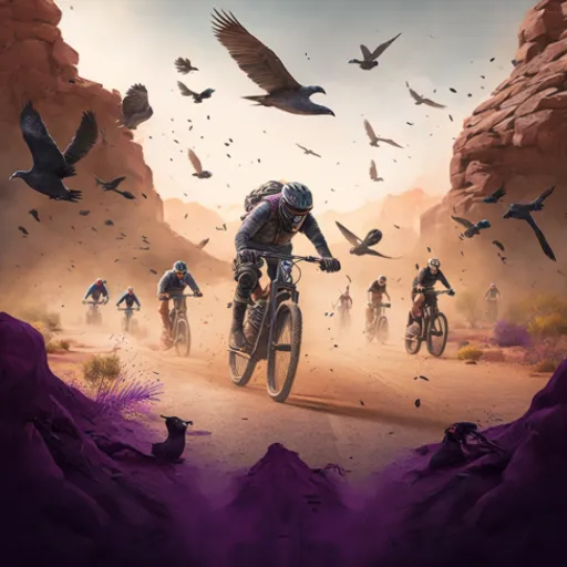 a man riding a bike down a dirt road