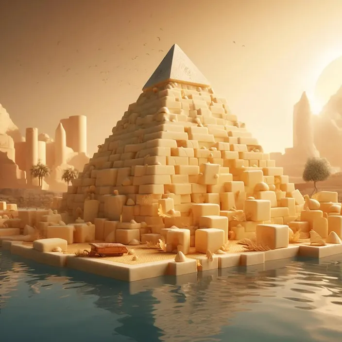 a pyramid in the middle of a body of water