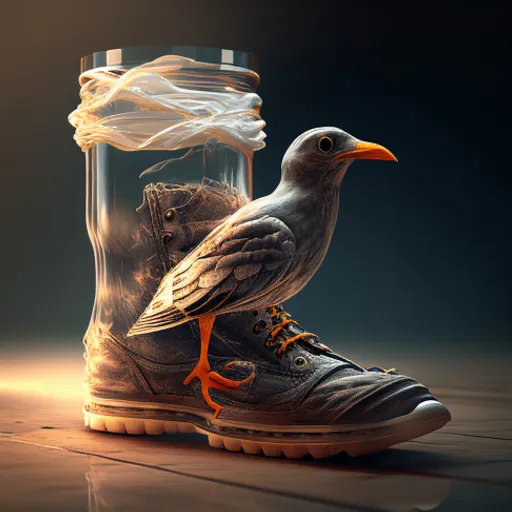 a shoe with a bird inside of it