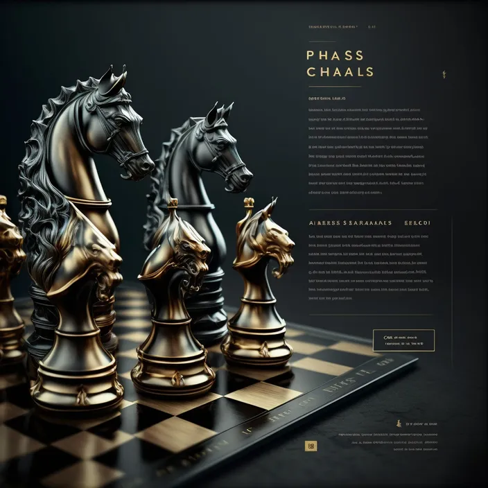 a black and gold chess set on a chess board