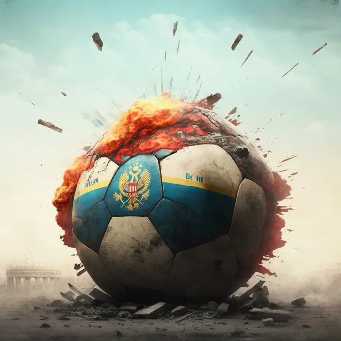 a soccer ball with the flag of ukraine on it