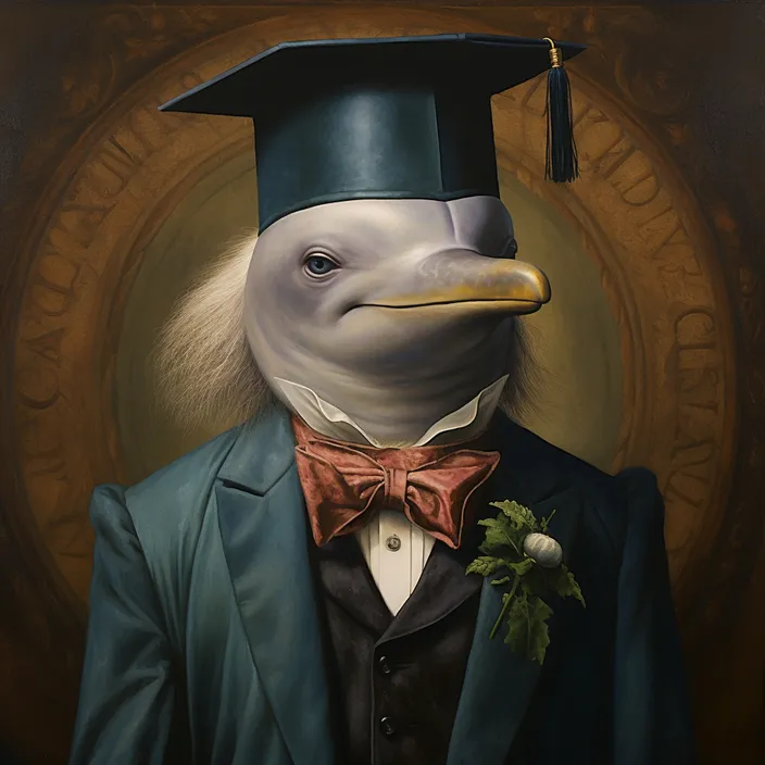 a painting of a bird wearing a suit and tie