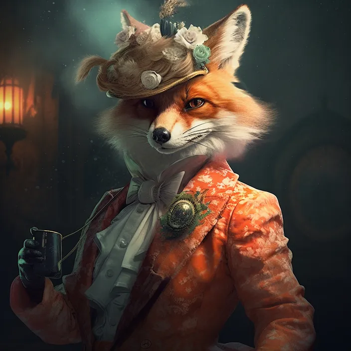 a fox wearing a hat and holding a camera