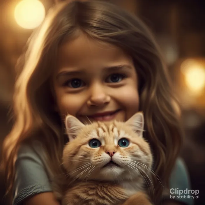 a little girl holding a cat in her arms