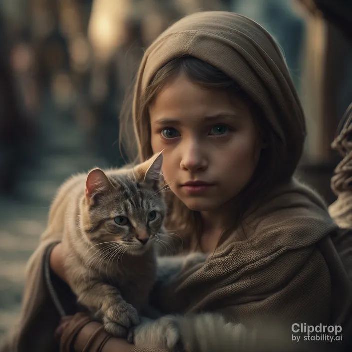 a little girl holding a cat in her arms