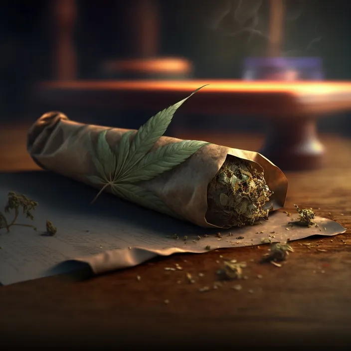 a rolled up marijuana leaf sitting on top of a piece of paper