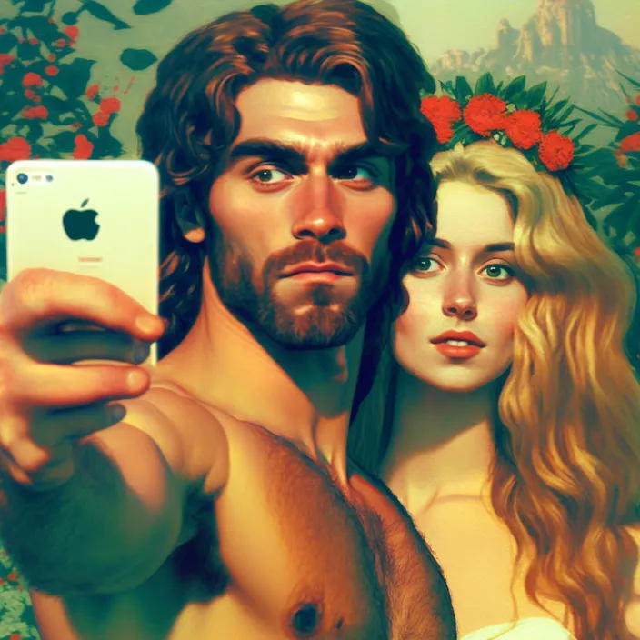 a man taking a selfie with a woman