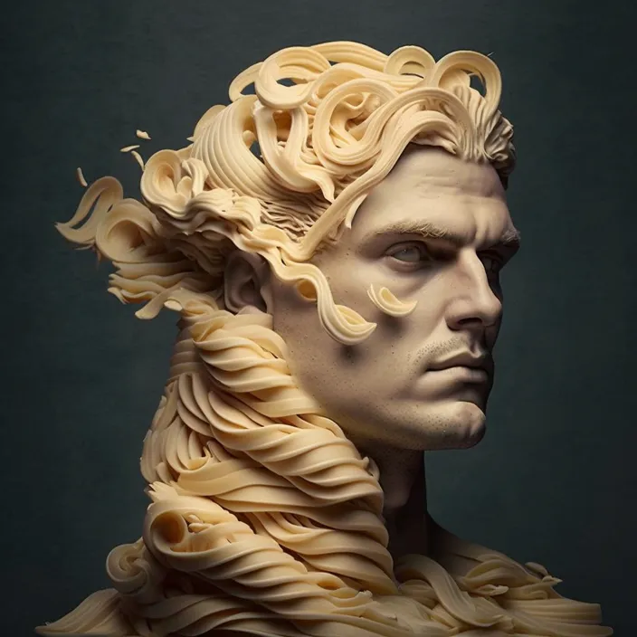 a sculpture of a man with curly hair