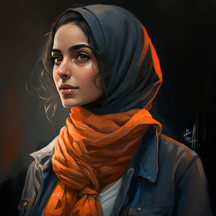 a painting of a woman wearing a scarf