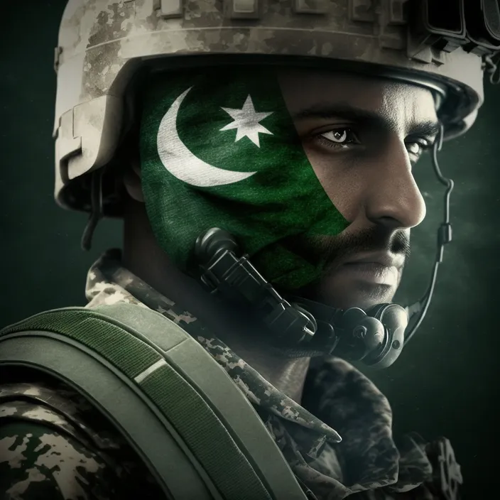 a soldier with a pakistan flag painted on his face