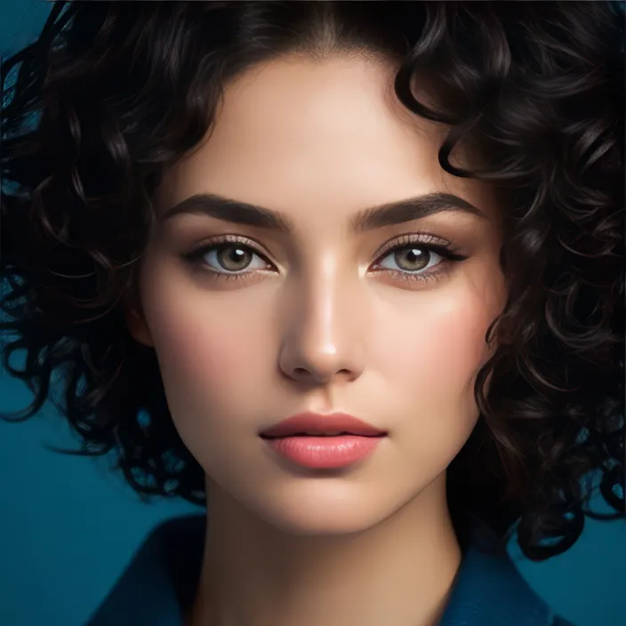 a close up of a woman with curly hair