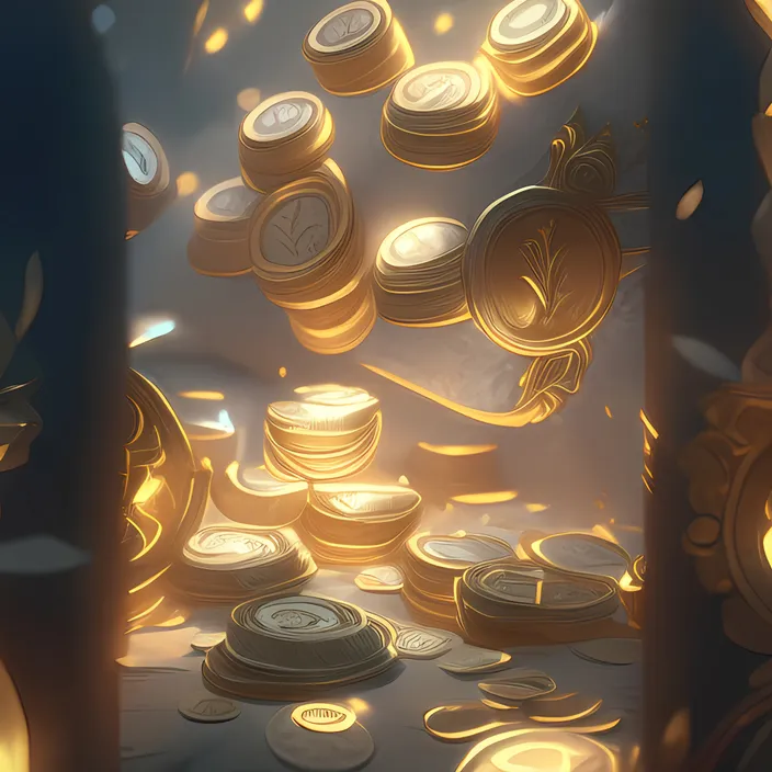 a bunch of gold coins in a room