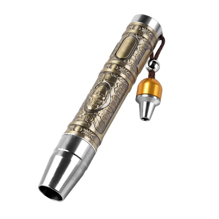 a pen with a gold and silver decoration on it