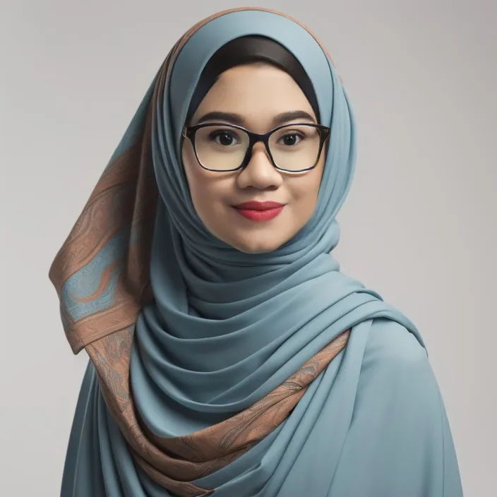 a white woman wearing glasses and a blue hijab