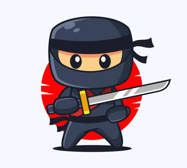 a cartoon ninja with a sword in his hand