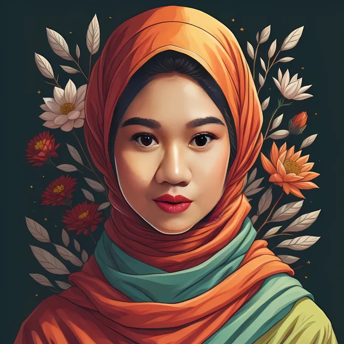 a painting of a woman wearing a hijab