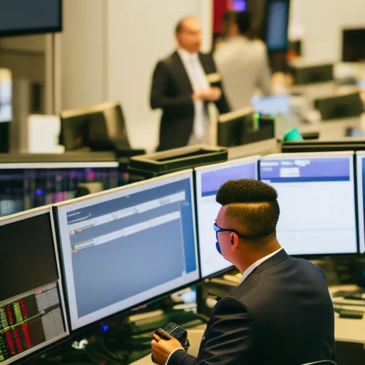 a man sitting in front of multiple computer monitors