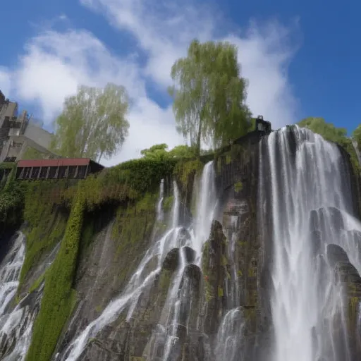 a very tall waterfall with lots of water