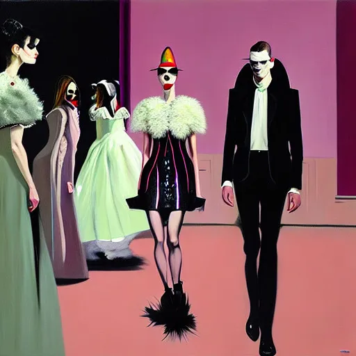 a painting of a group of people dressed in costumes