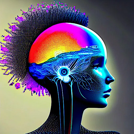 a woman's head with a futuristic design on it