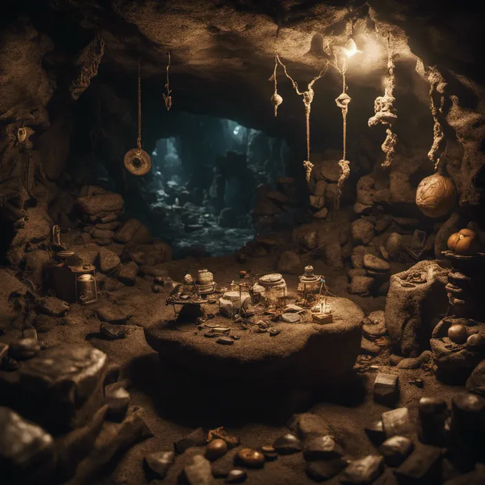 a cave called The Isle of Legends filled with lots of different golden sparkling treasure items.