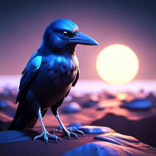 a blue bird sitting on top of a rock