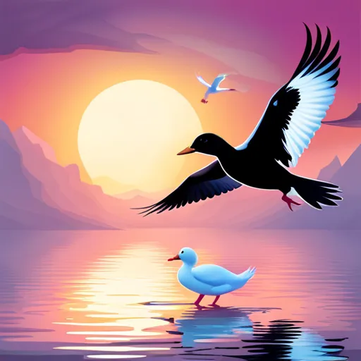 a couple of birds flying over a body of water