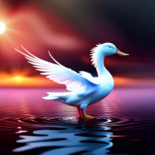 a white duck is standing in the water