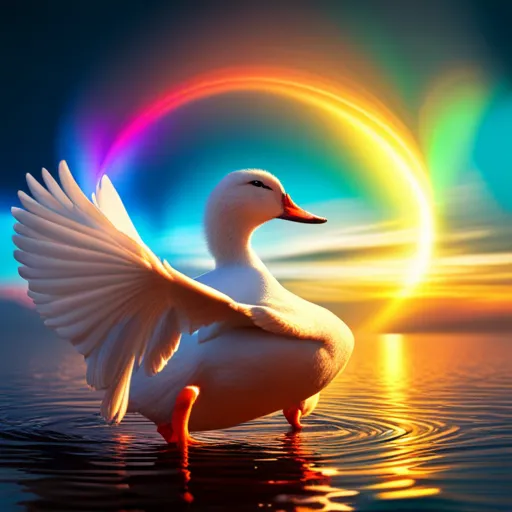 a white duck floating on top of a body of water